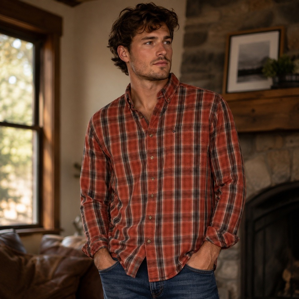 Carhartt Shirt Mens XL Tall Orange Plaid Workwear Gorpcore Lumberjack